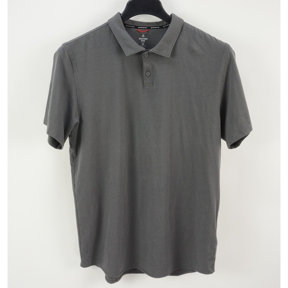 Western Rise Men's Medium Short Sleeve Gray Knit Performance Cotton Polo Shirt